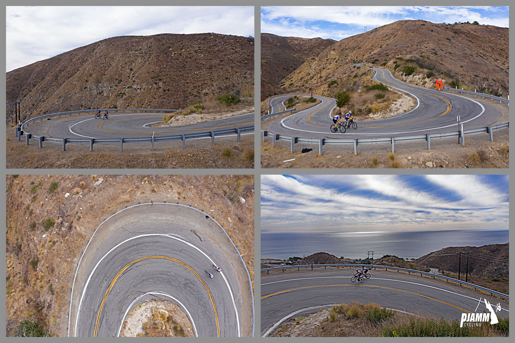 Cycling decker Road to Yerba Buena high point - views of hairpin turn at mile 0.8