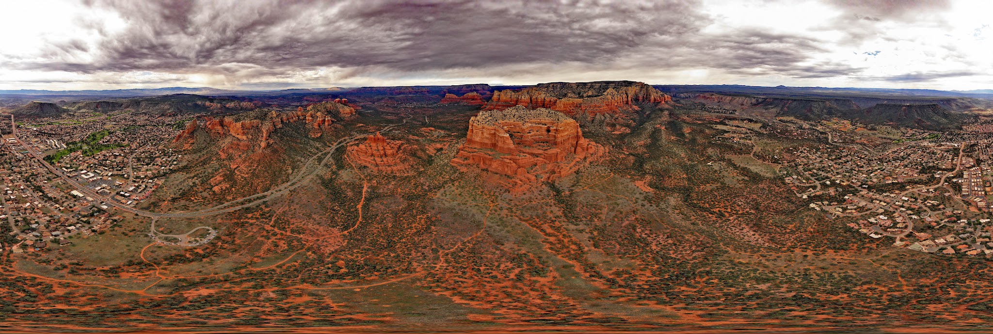 Cycling Arizona top bike climbs - Sedona - aerial photo of mesas