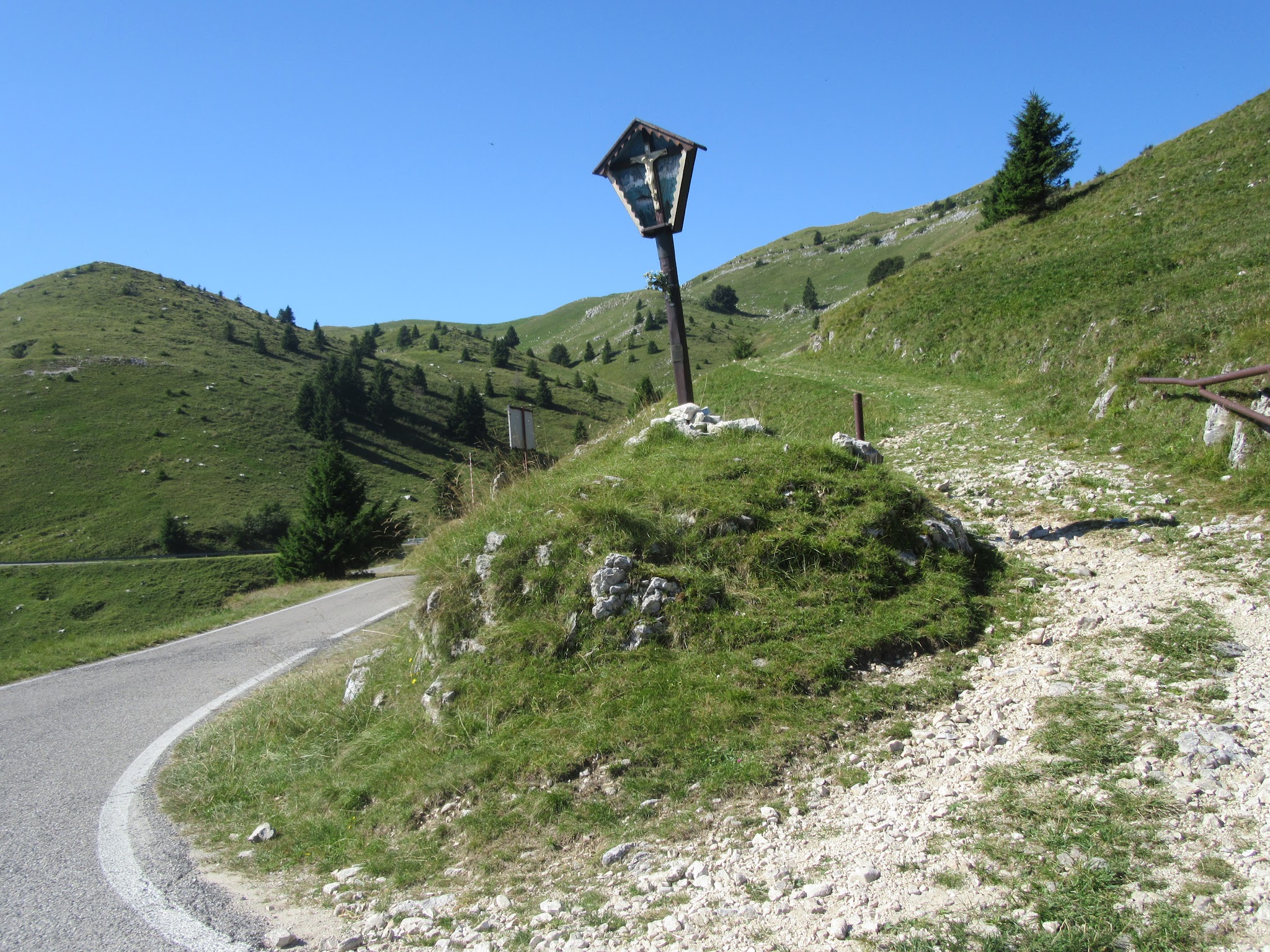 Bike climb of Monte Grappa from Crespano - paved road and gravel, light post