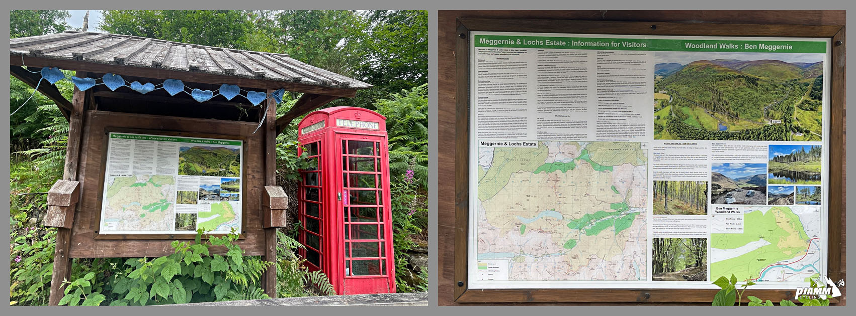 informational sign next to red phone booth