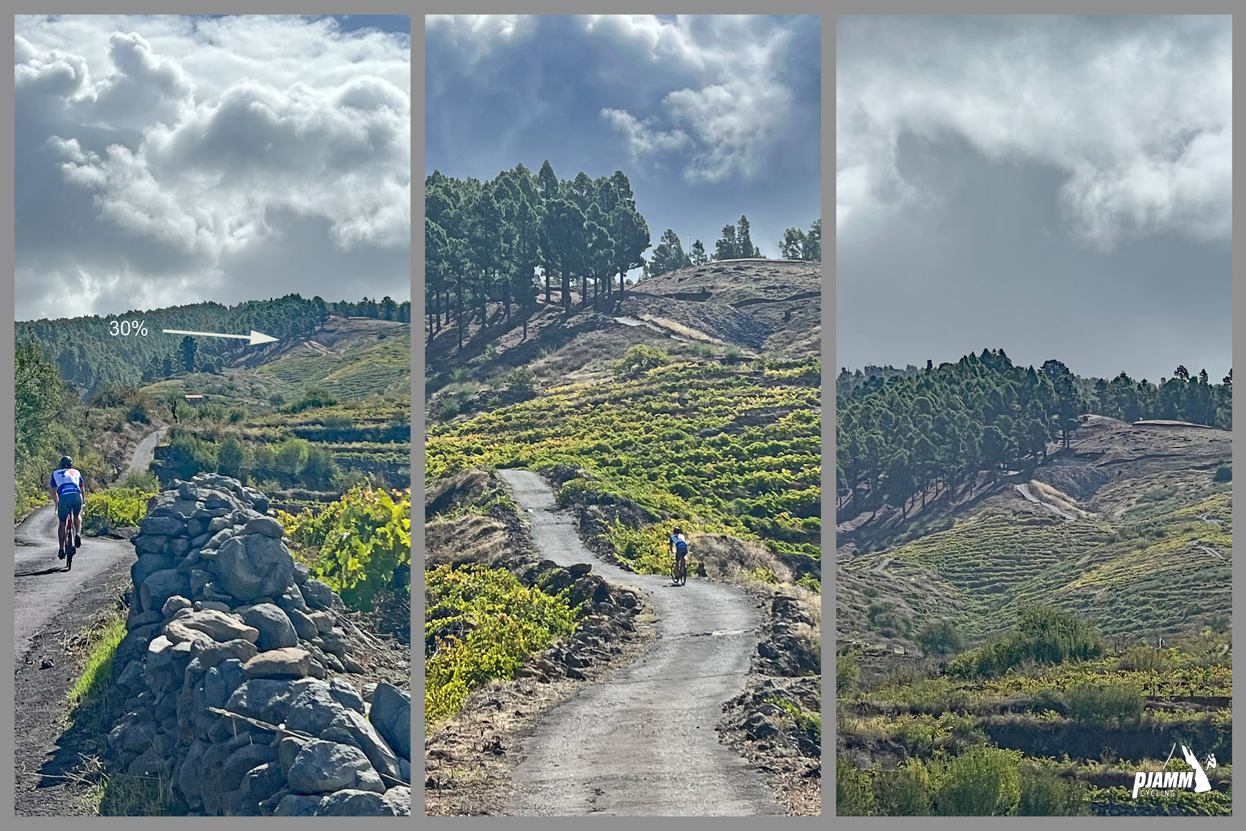 photo collage shows segment of 30% grade