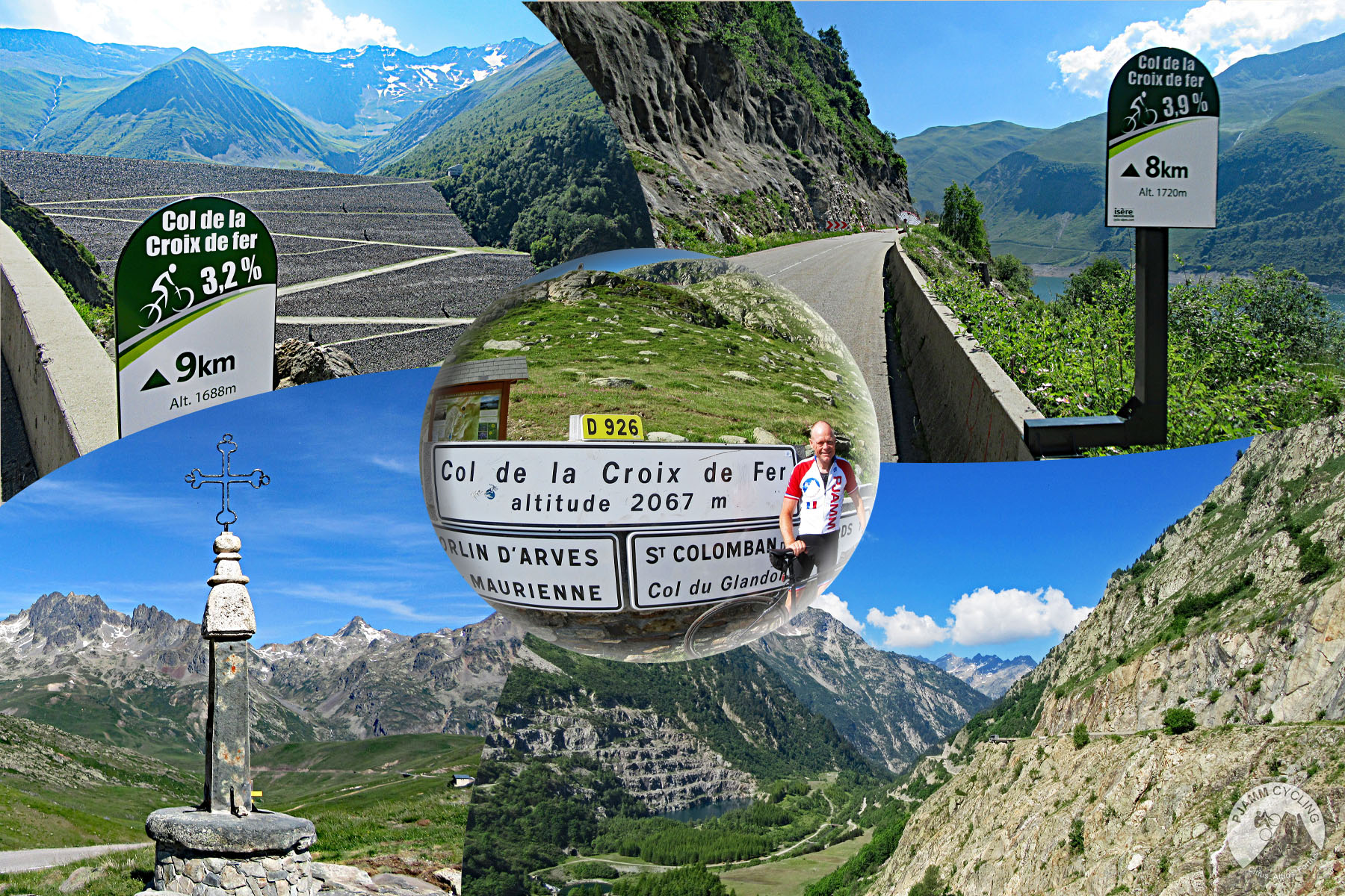 Climbing Col de la Croix de Fer, North by bike - Iron Cross at summit