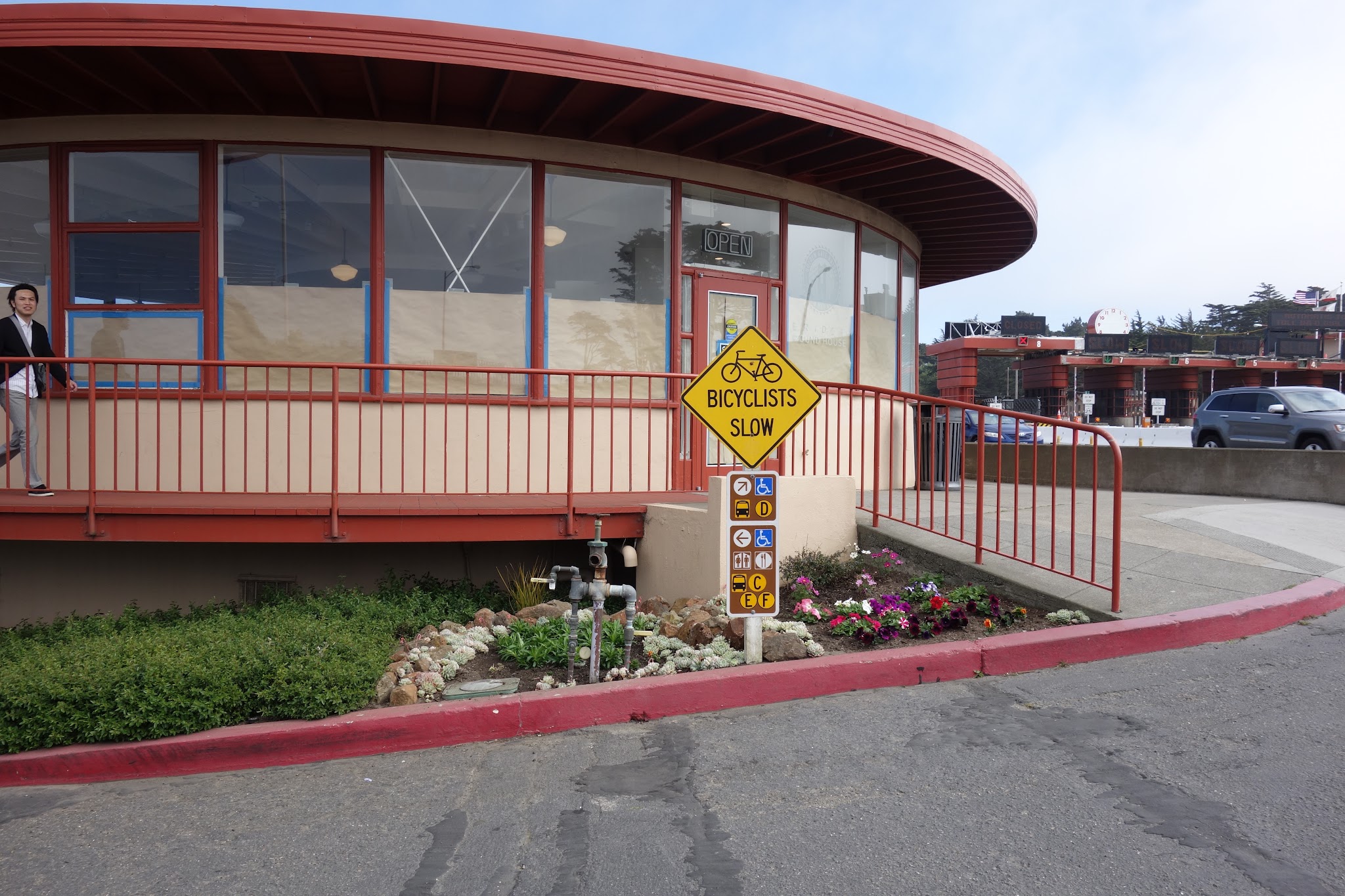 Cycling Golden Gate Bridge to Mt. Tam, California Cycling Golden Gate Bridge to Mt. Tam, California - visitor's center at southern entrance of the Golden Gate Bridge