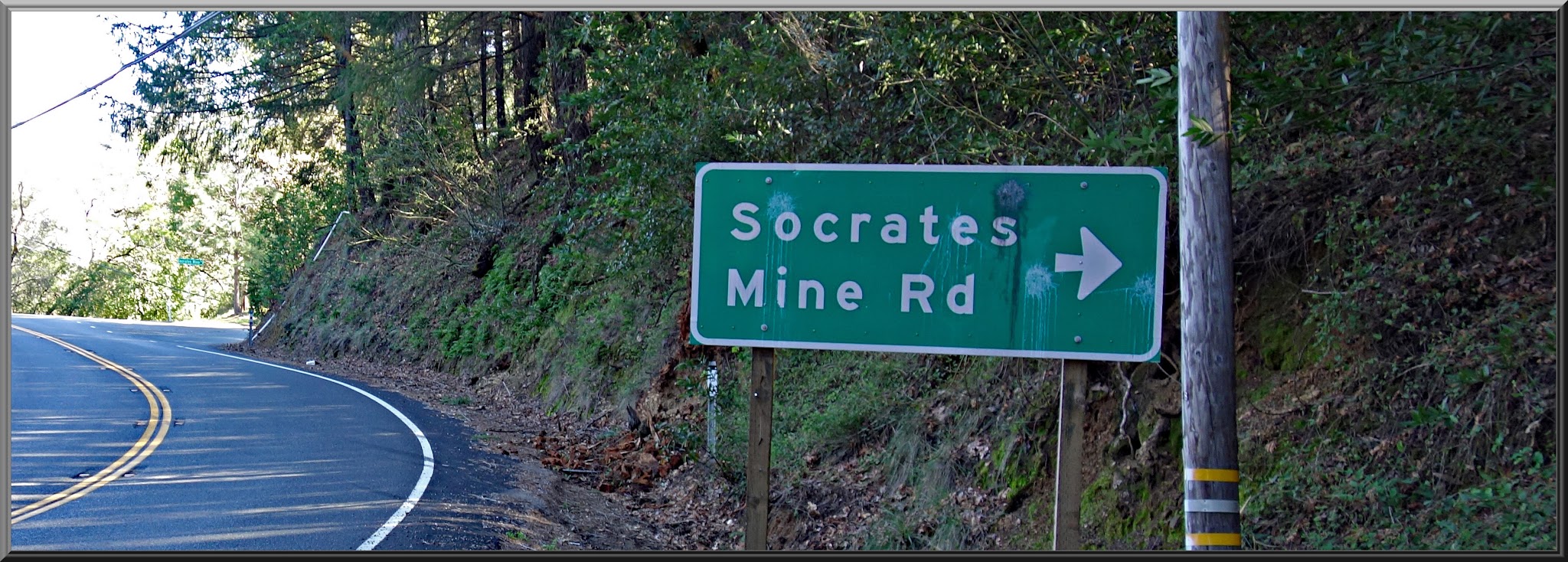 Cycling Socrates Mine Road, Lake County, California - road sign for Socrates Mine Road