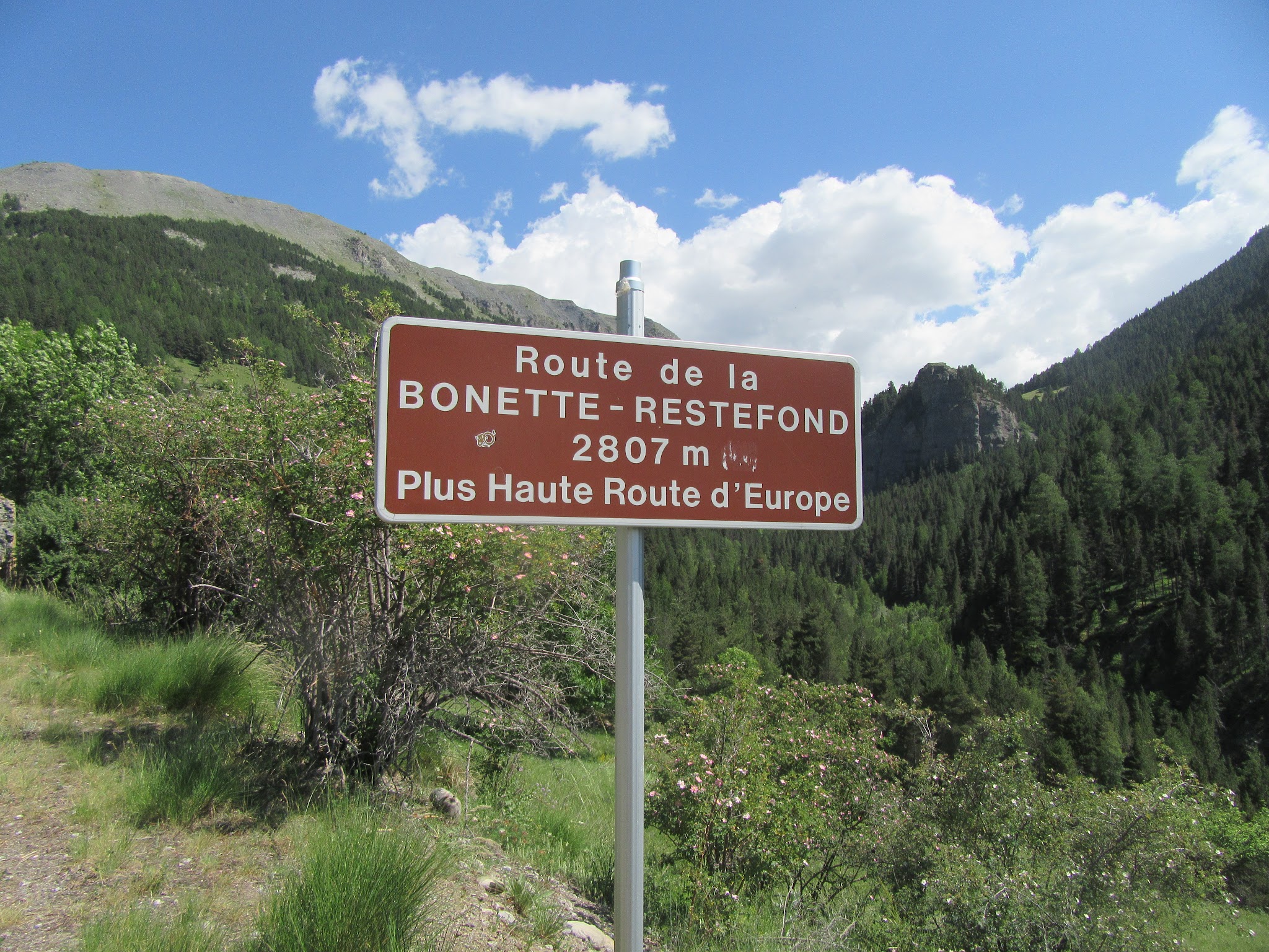 Street sign for Route de la Bonette-Restefond