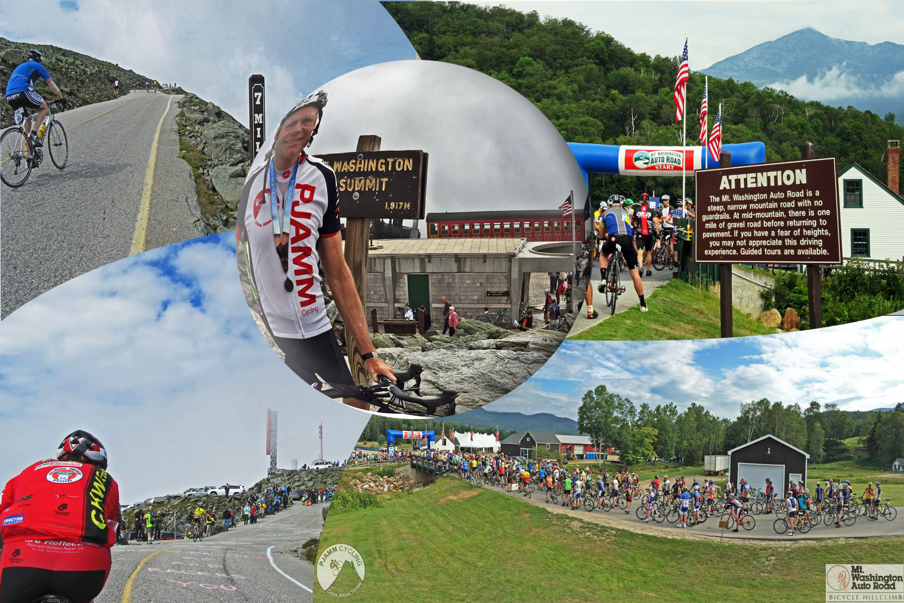 Cycling Mt. Washington Auto Road - start of race - cyclists with bikes 