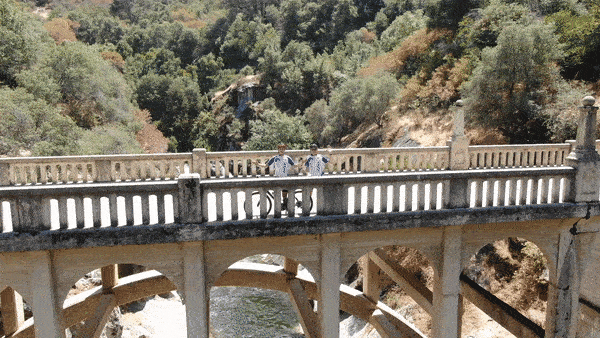 Kaweah River Bridge sign seen while bicycling Mineral King Road. 