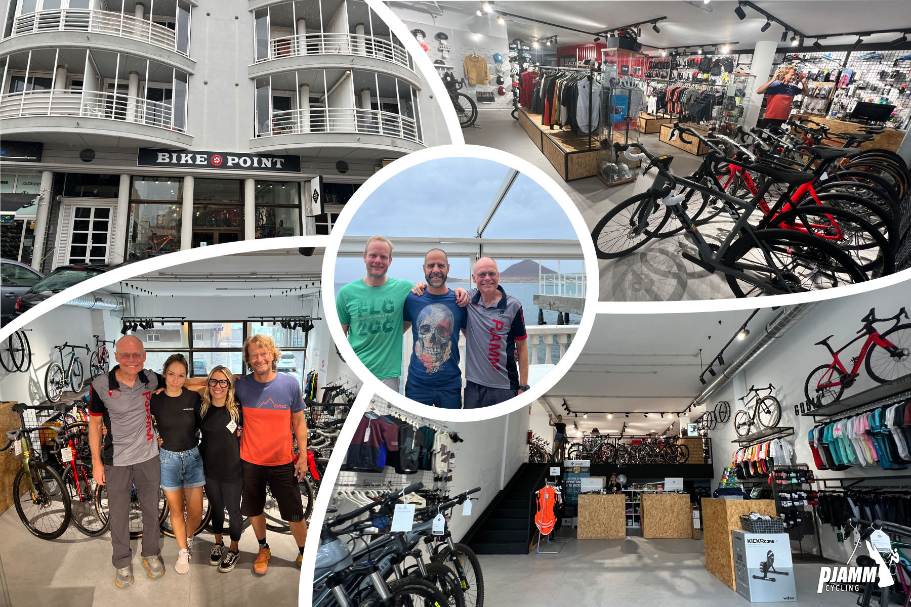 photo collage shows PJAMM Cyclists with Tenerife Cycling Tours