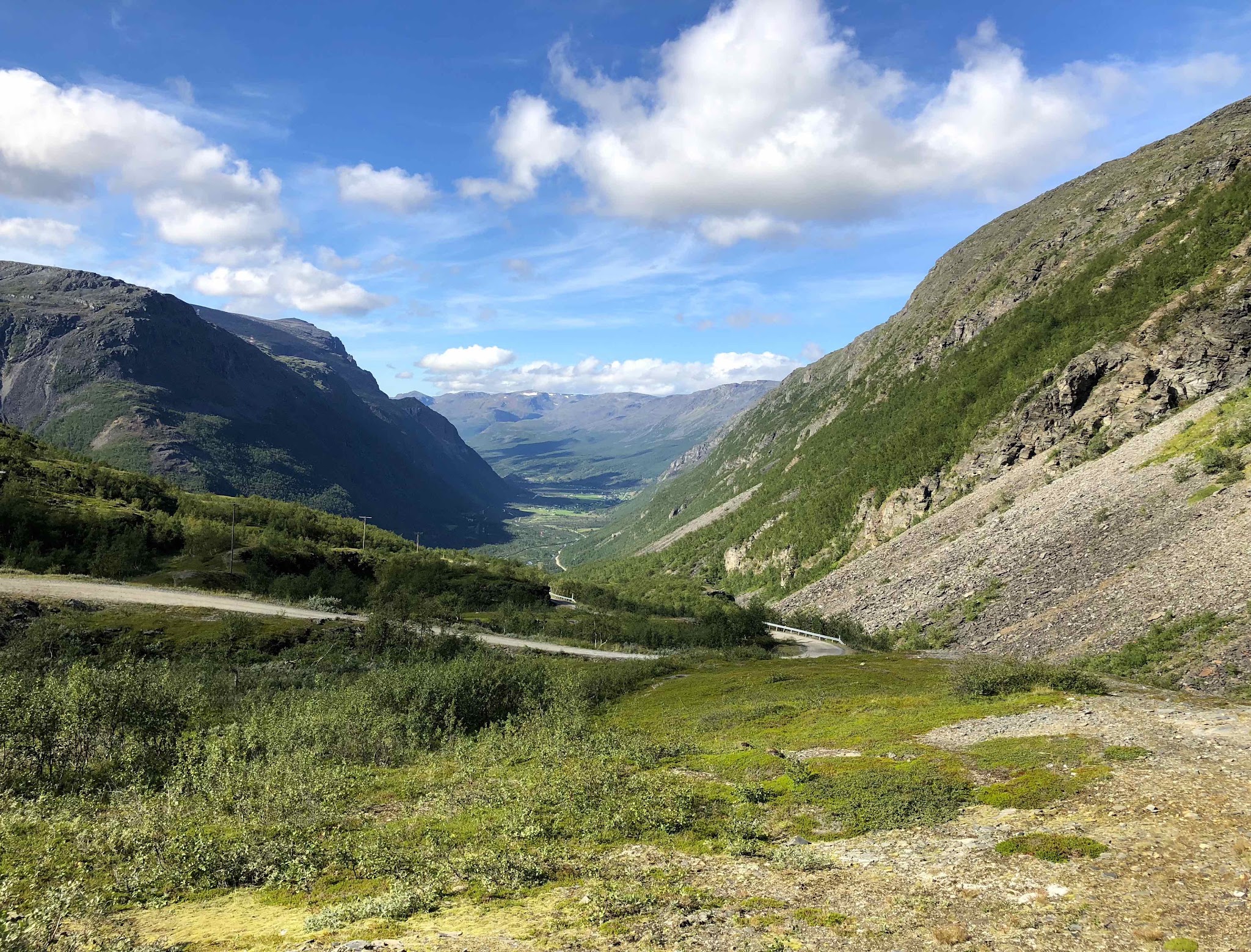 Guolasjavri Climbing Guolasjavri by bike - roadway canyon and valley beyond