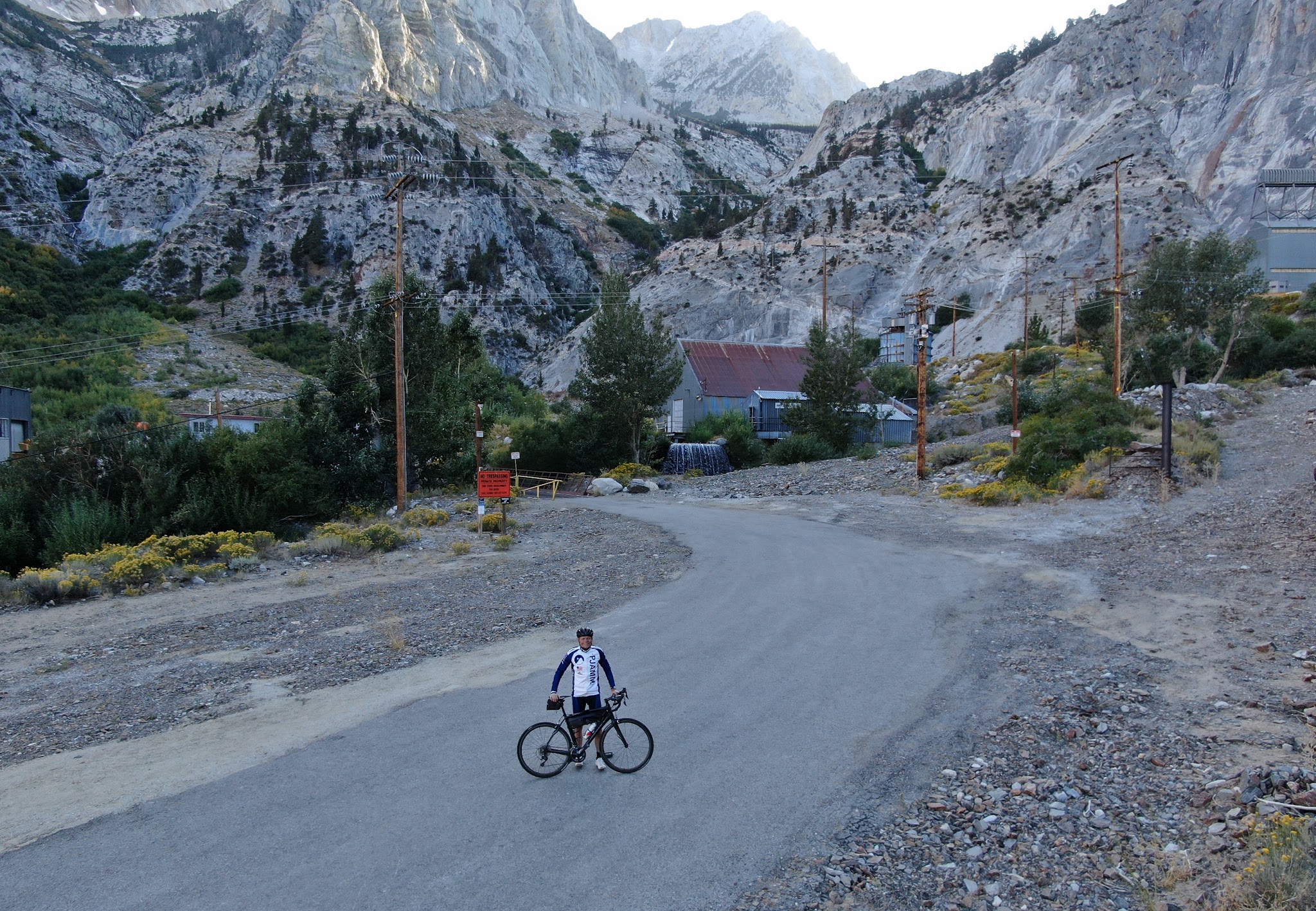 Bicycling Pine Creek Road , Owens Valley - abandoned mine at end of road