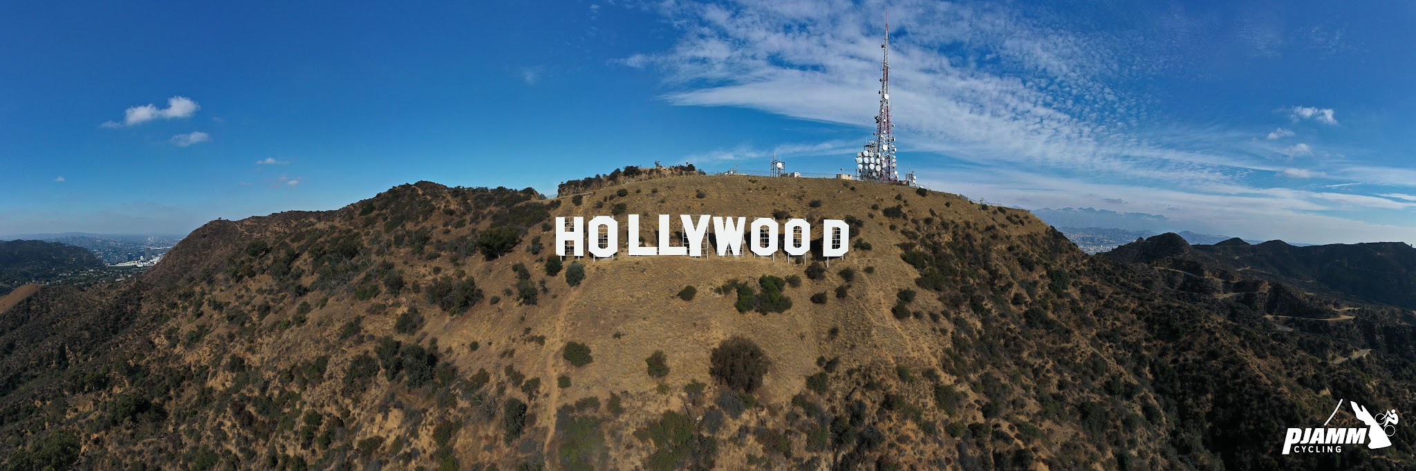 Cycling to the iconic Hollywood sign - panoramic views of Hollywood sign