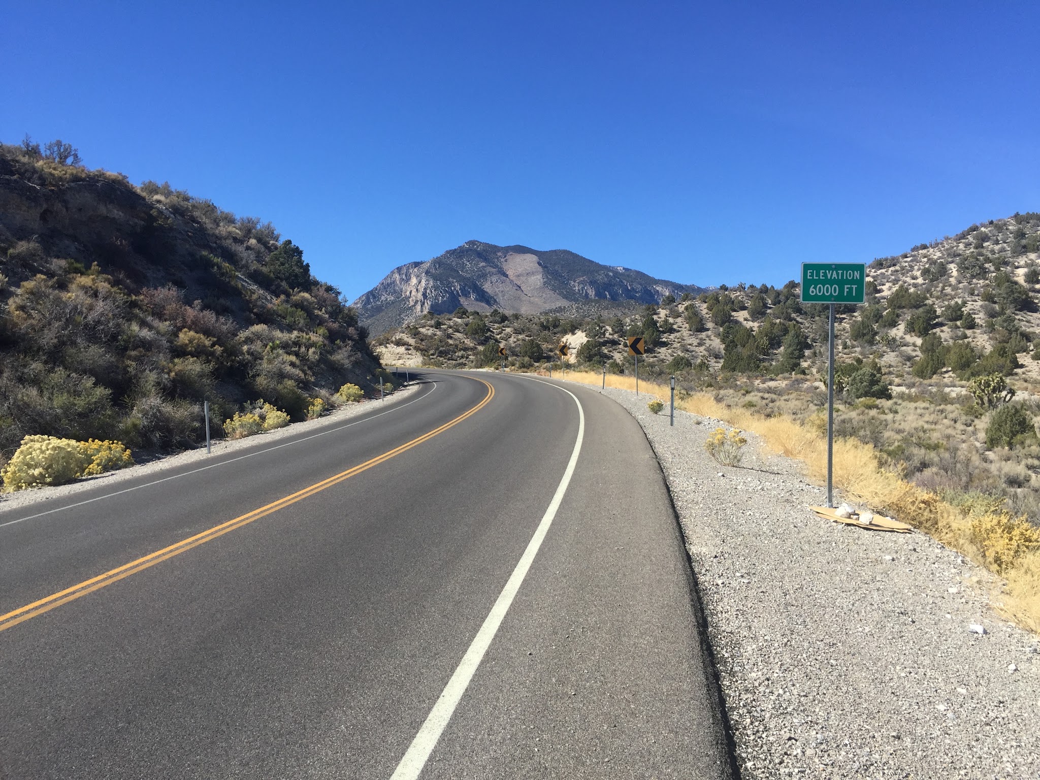 Elevation sign on Kyle Canyon