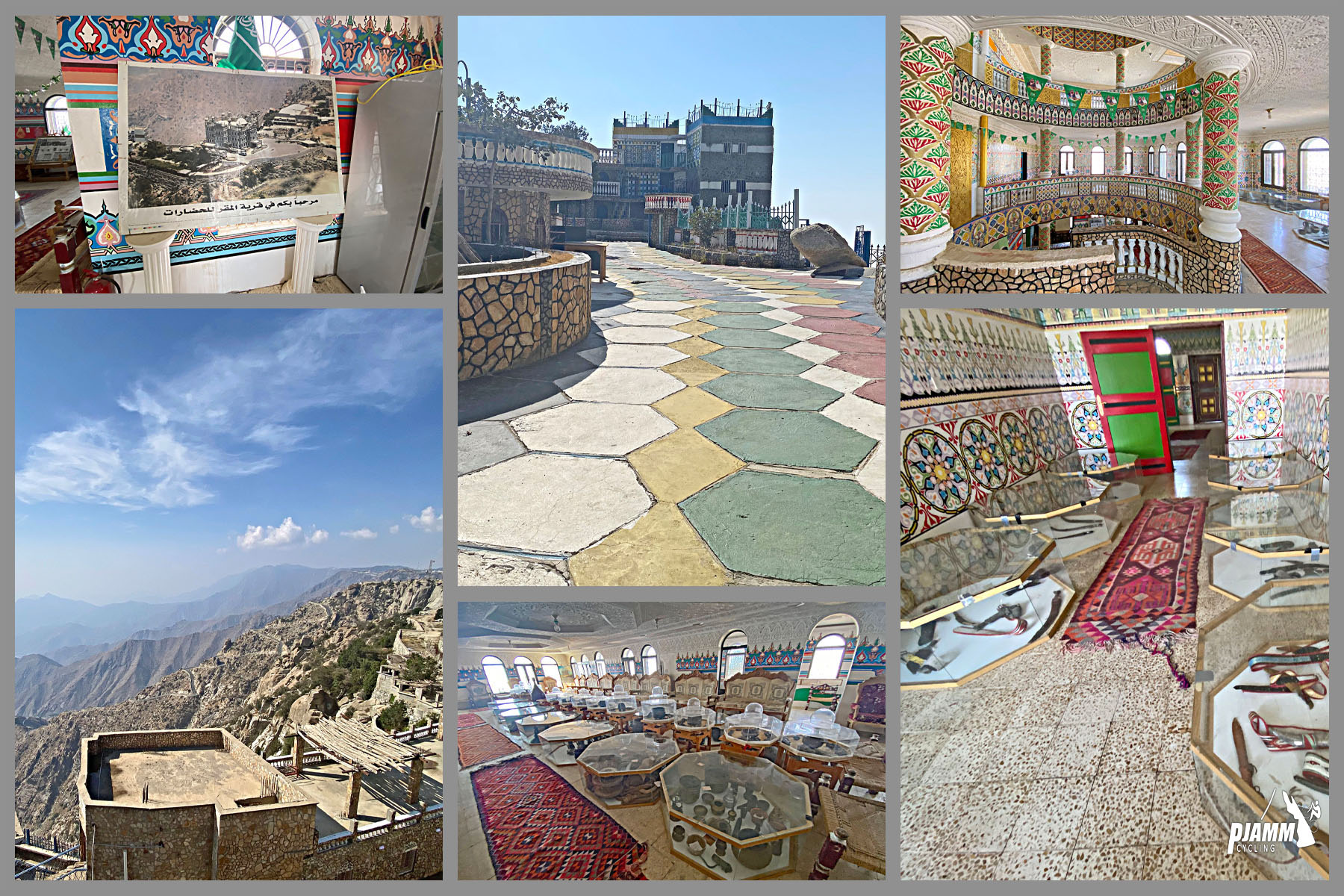 Cycling Sinan Road (Al Meger), Saudi Arabia - bright colors and intricately painted tiles inside museum