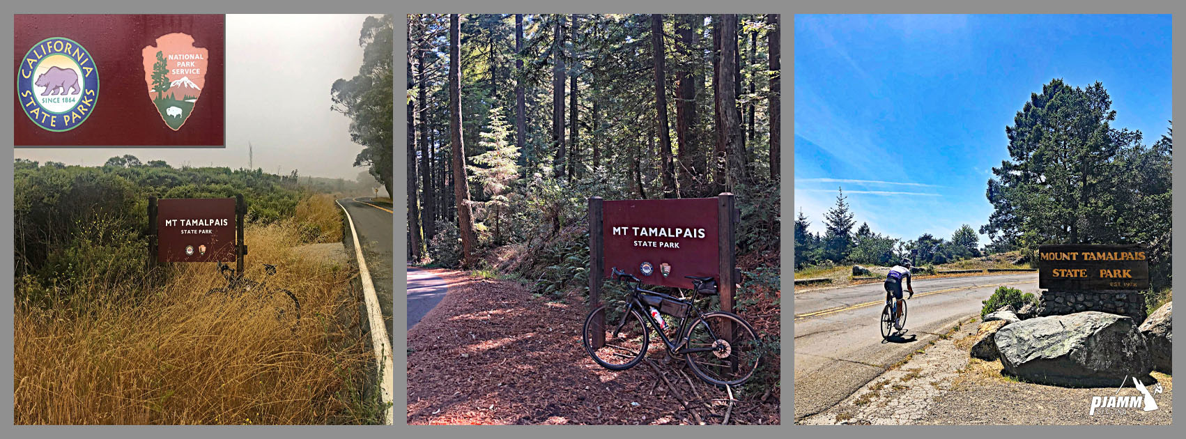 Bike parked next to California State Parks sign for Mount Tamalpais State Park