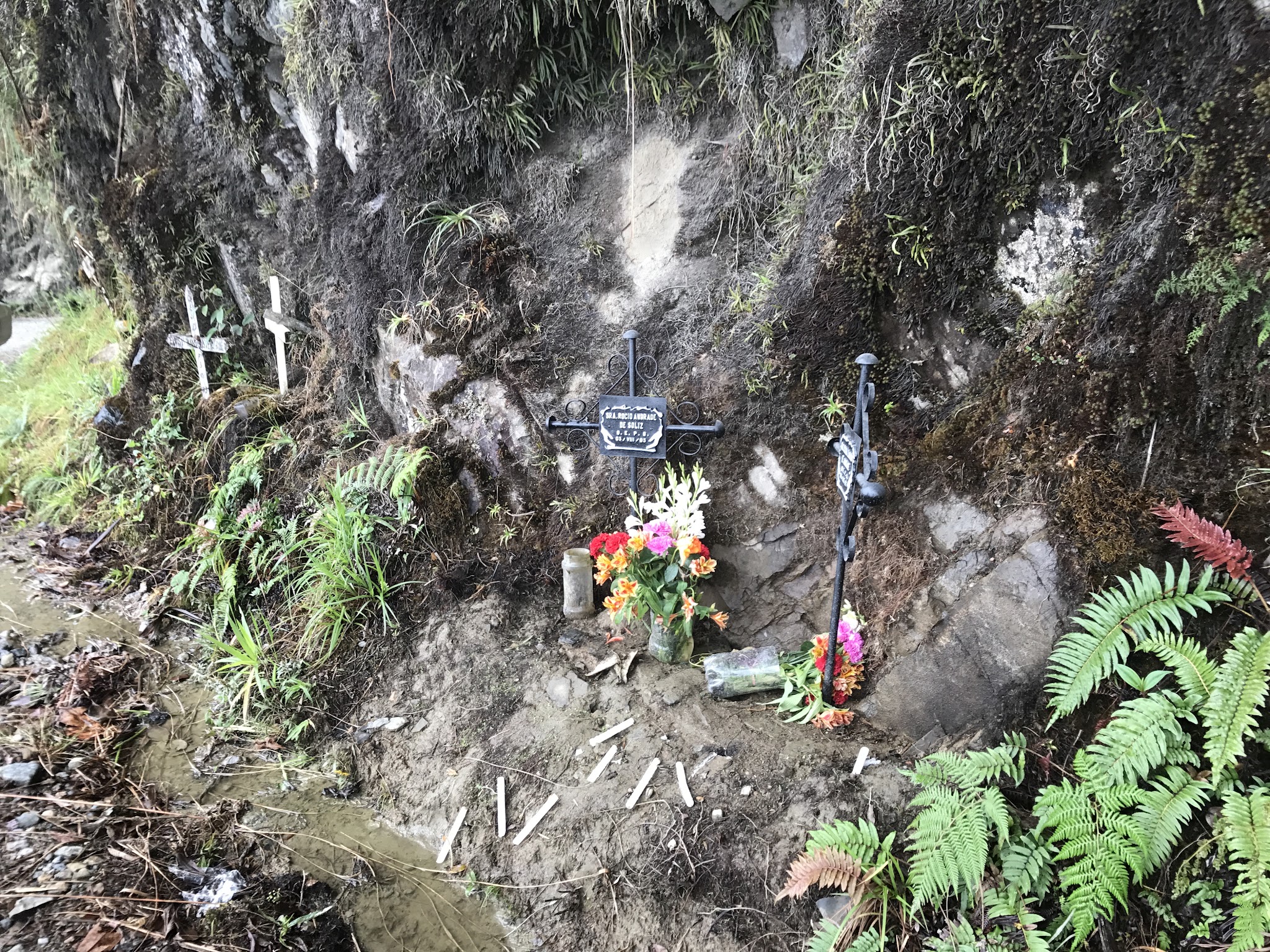 Memorial shrines on Death Road