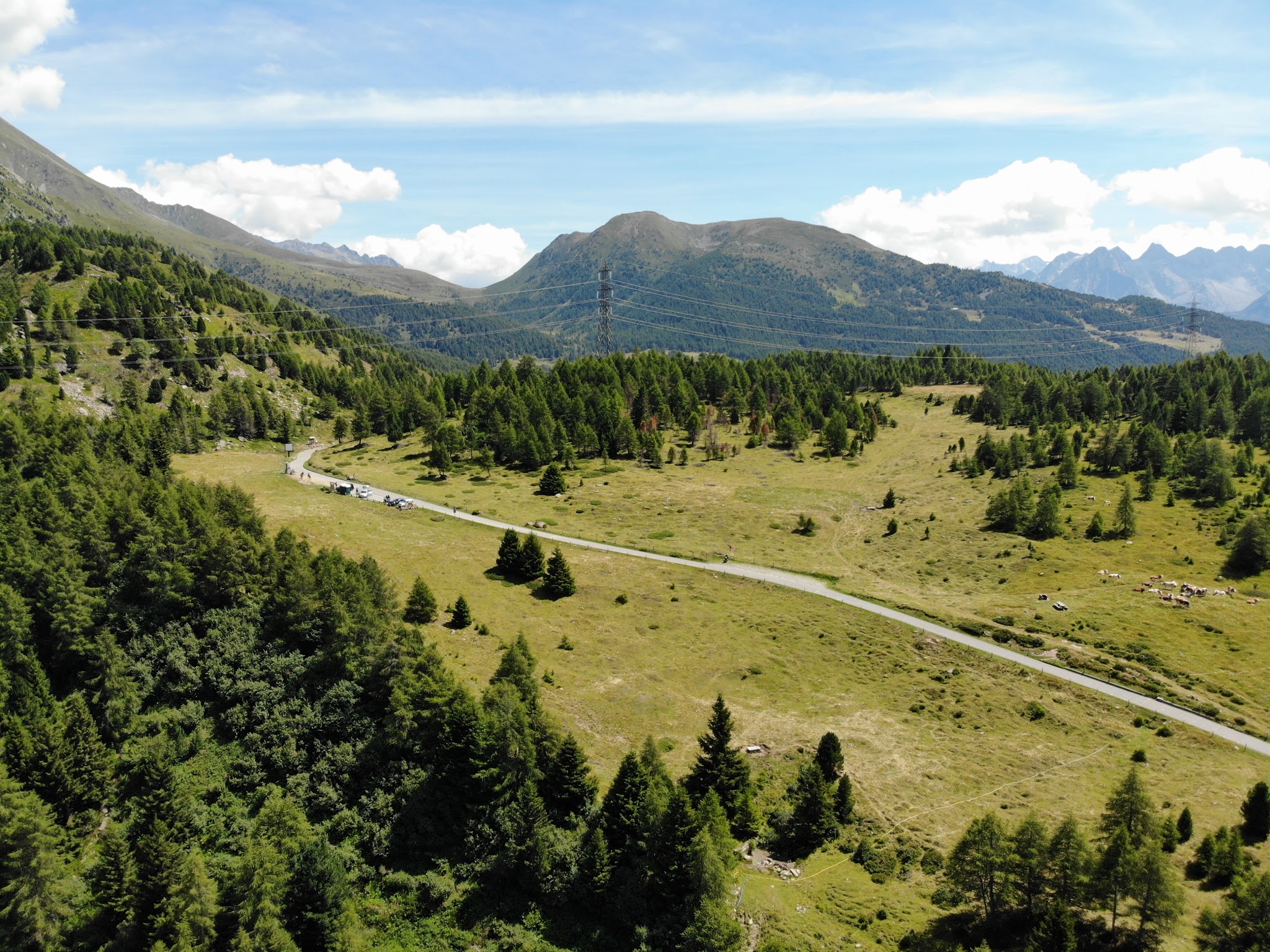Cycling Passo del Mortirolo  - aerial drone photo of the pass