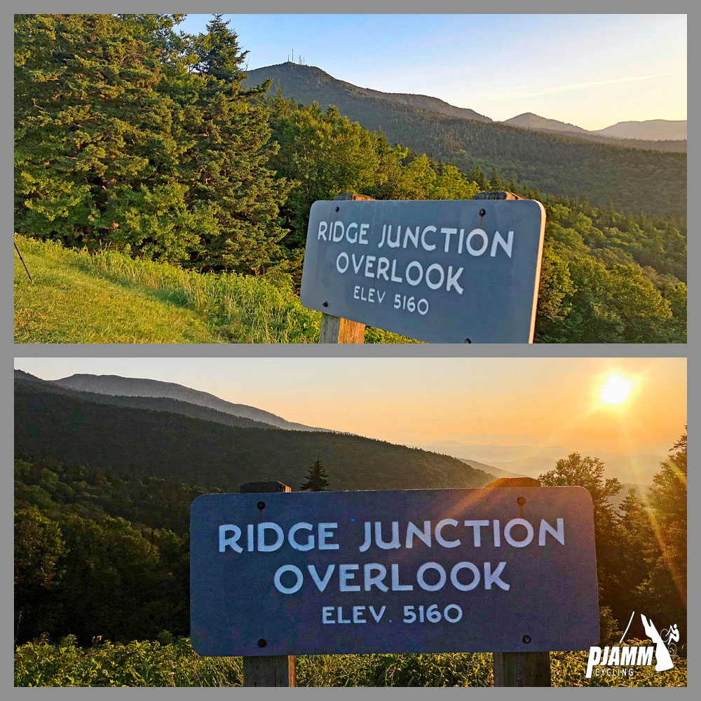 Climbing Mt. Mitchell by bike - Ridge Junction Overlook sign