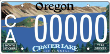 Sample Crater Lake License plate
