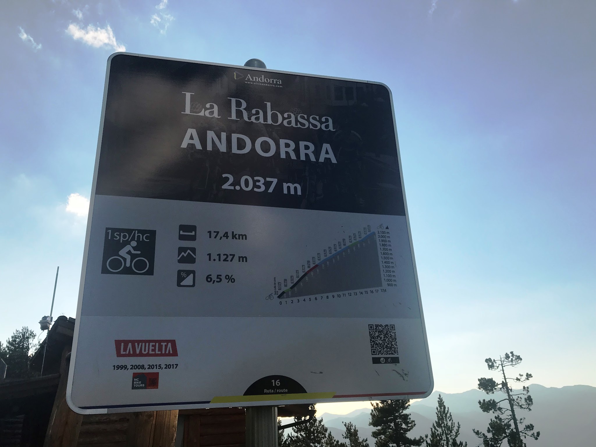 Cycling La Rabassa by road bike - summit sign