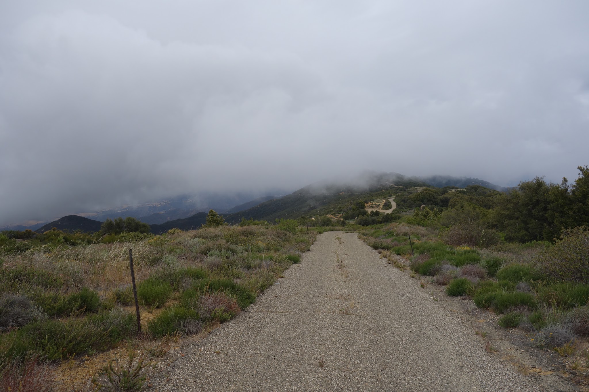 Bicycle climb to top of Refugio Bike Climb - W. Camino Cielo - looking down at road from top of climb