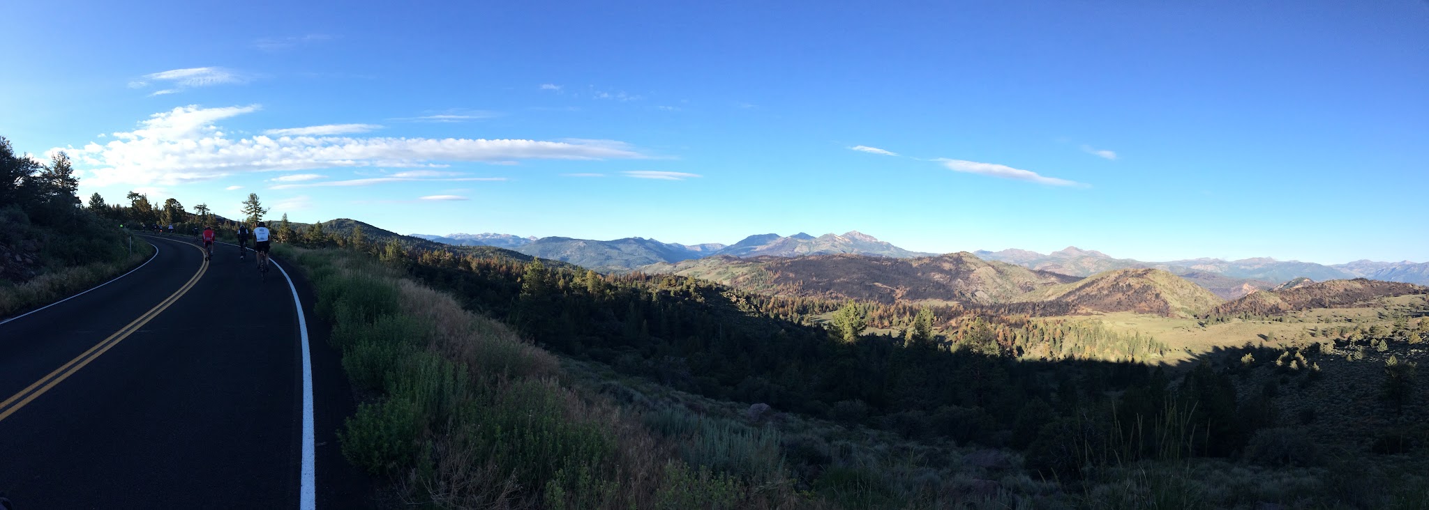 Monitor Pass West - View Southwest Climbing Monitor Pass West by bike - panorama view of mountains and forest