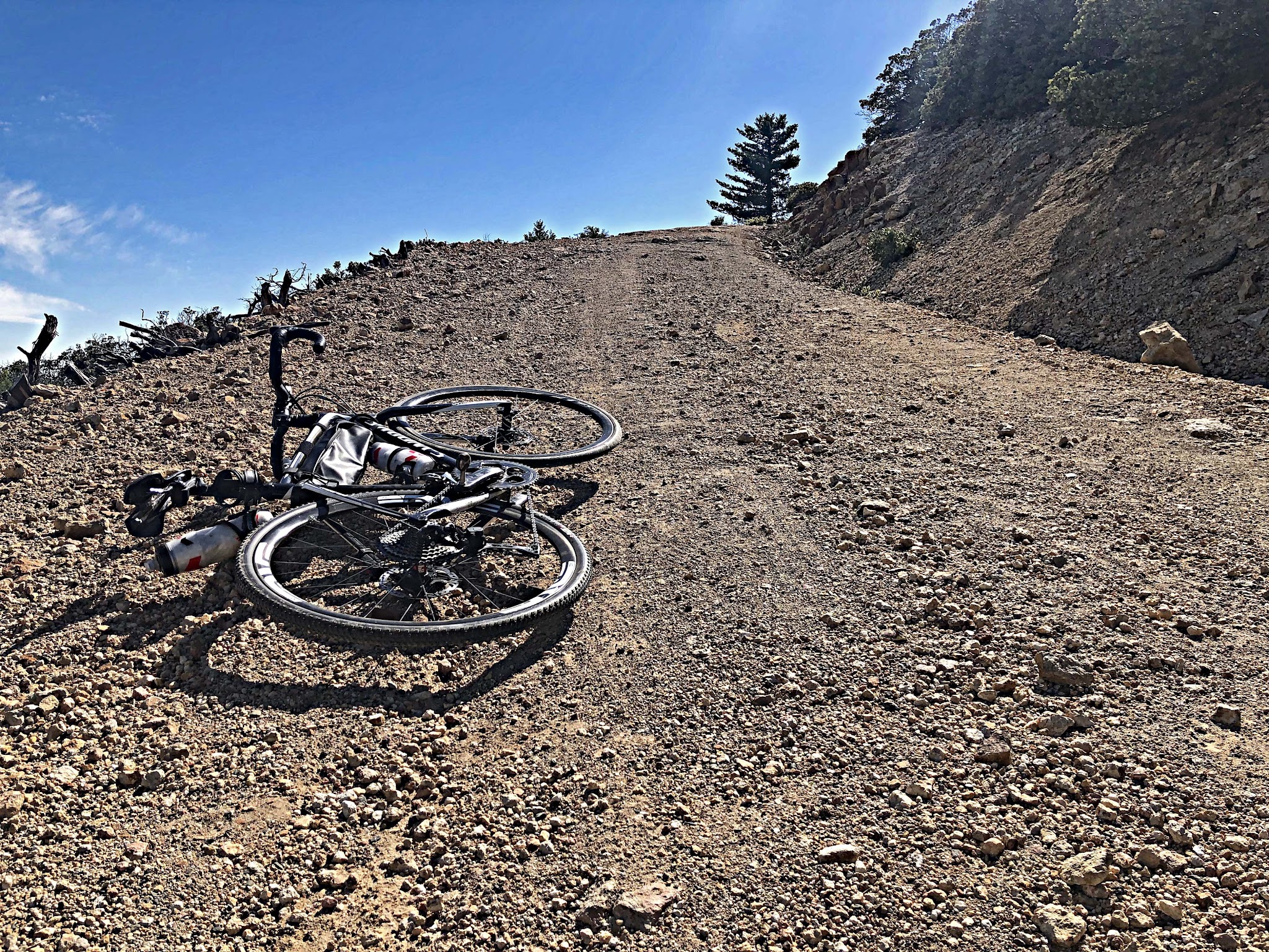 Climb Mt. St. Helena by bike - bike on dirt road