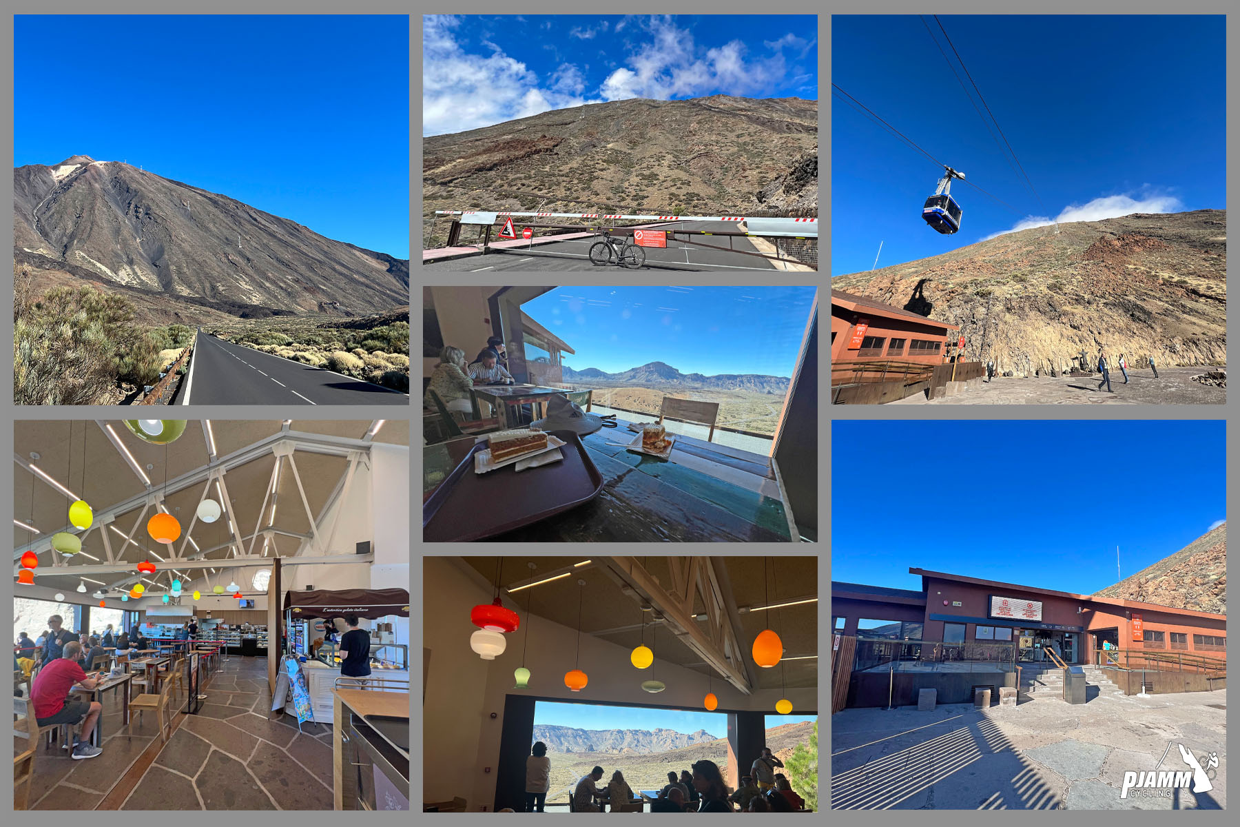 photo collage shows tram up Mt. Teide 
