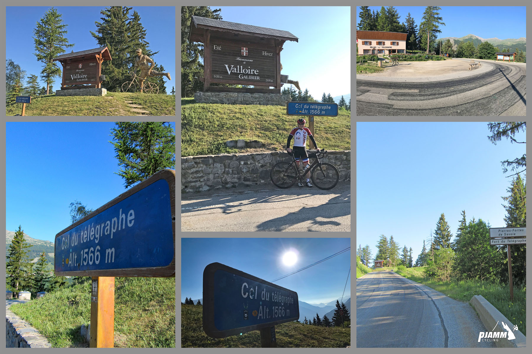 Cycling Col du Galibier & Telegraphe: photo collage, climb finish, Fort du Telegraphe, street signs