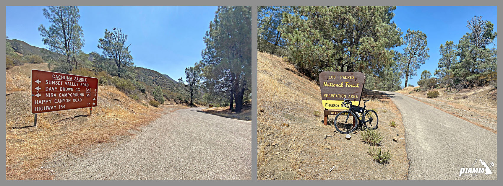 bike parked next to sign for Los Padres National Forest