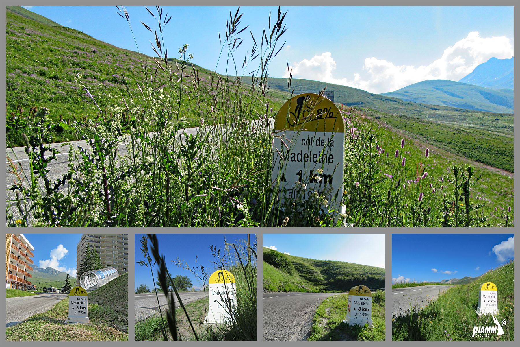 yellow and white KM markers along the route