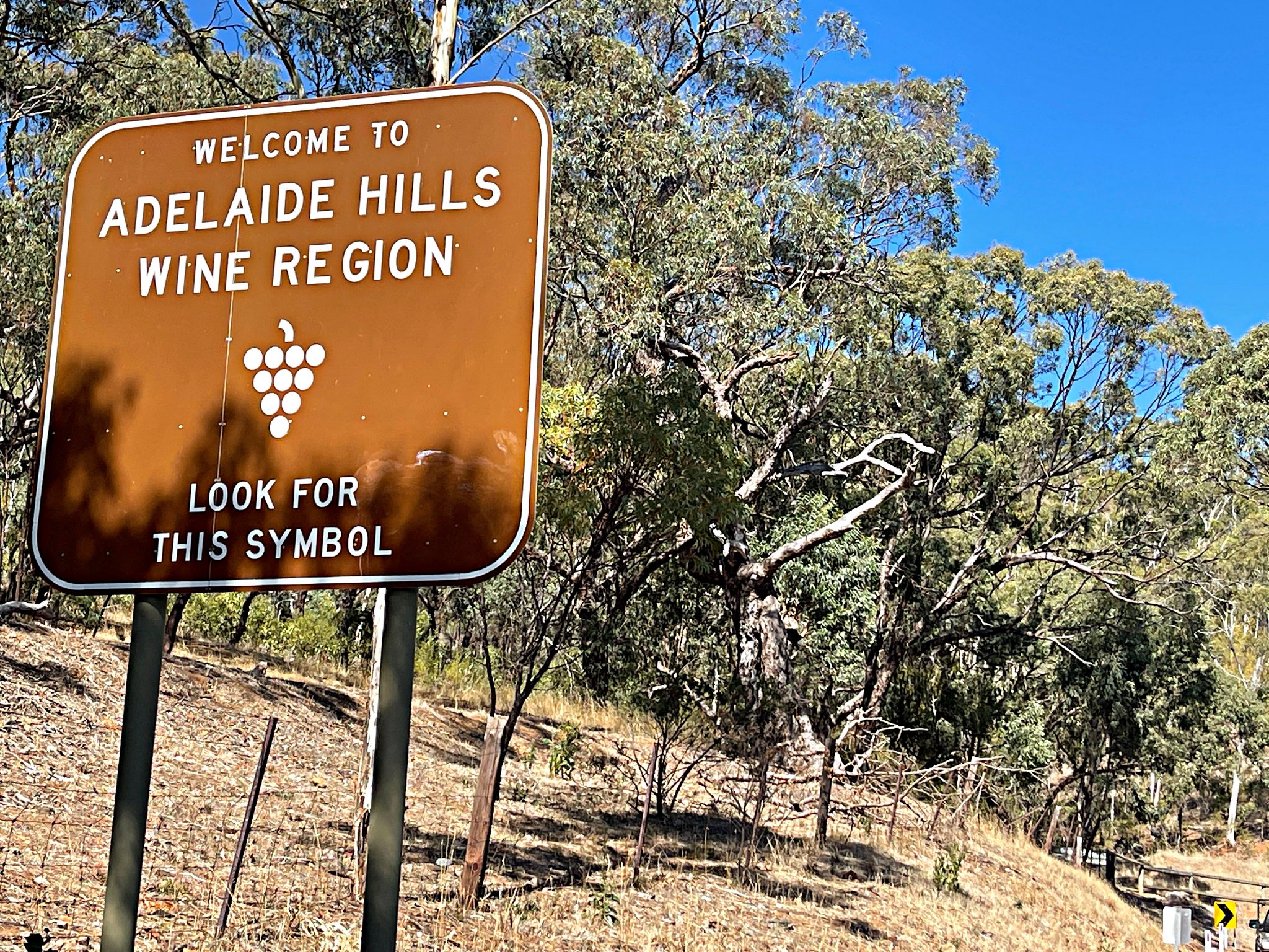road sign for Adelaide Hills Wine Region