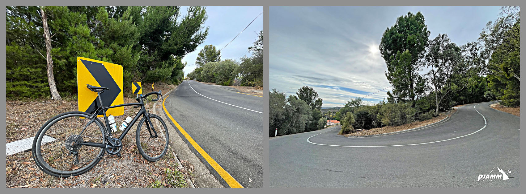 Cycling Kensington Road Lookout, Wattle Park, Australia photos show only hairpin on the Kensington Road Lookout climb