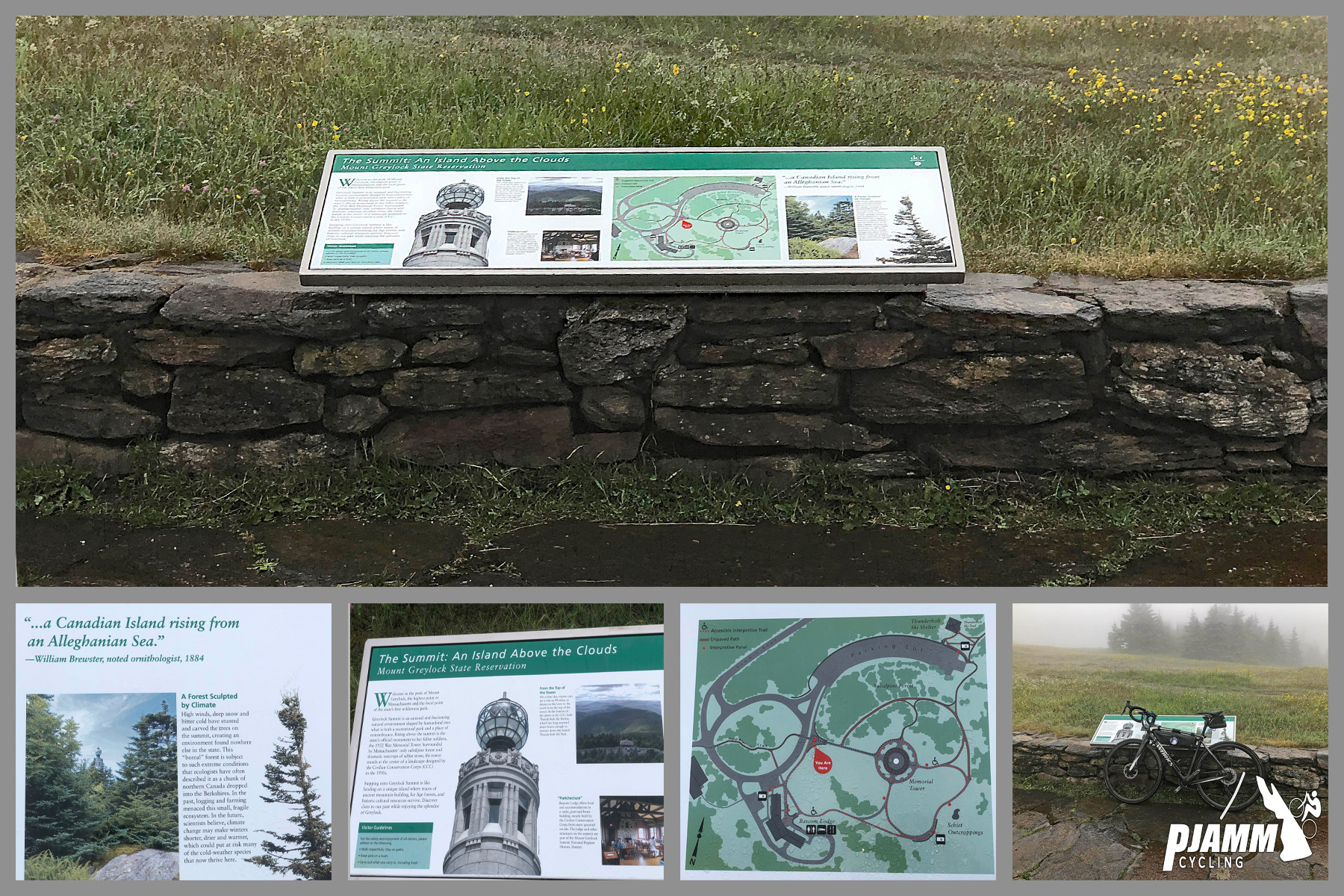 Cycling Mt. Greylock, Massachusetts  - informational signs at the Mt. Greylock Veterans Memorial