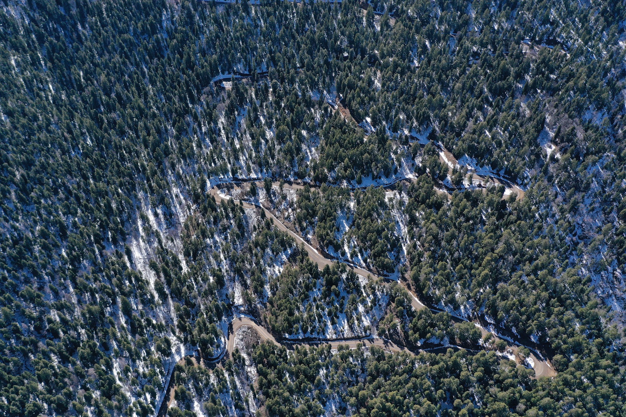 Arizona top bike climbs - aerial photo of road and hairpins - Mt. Grahama
