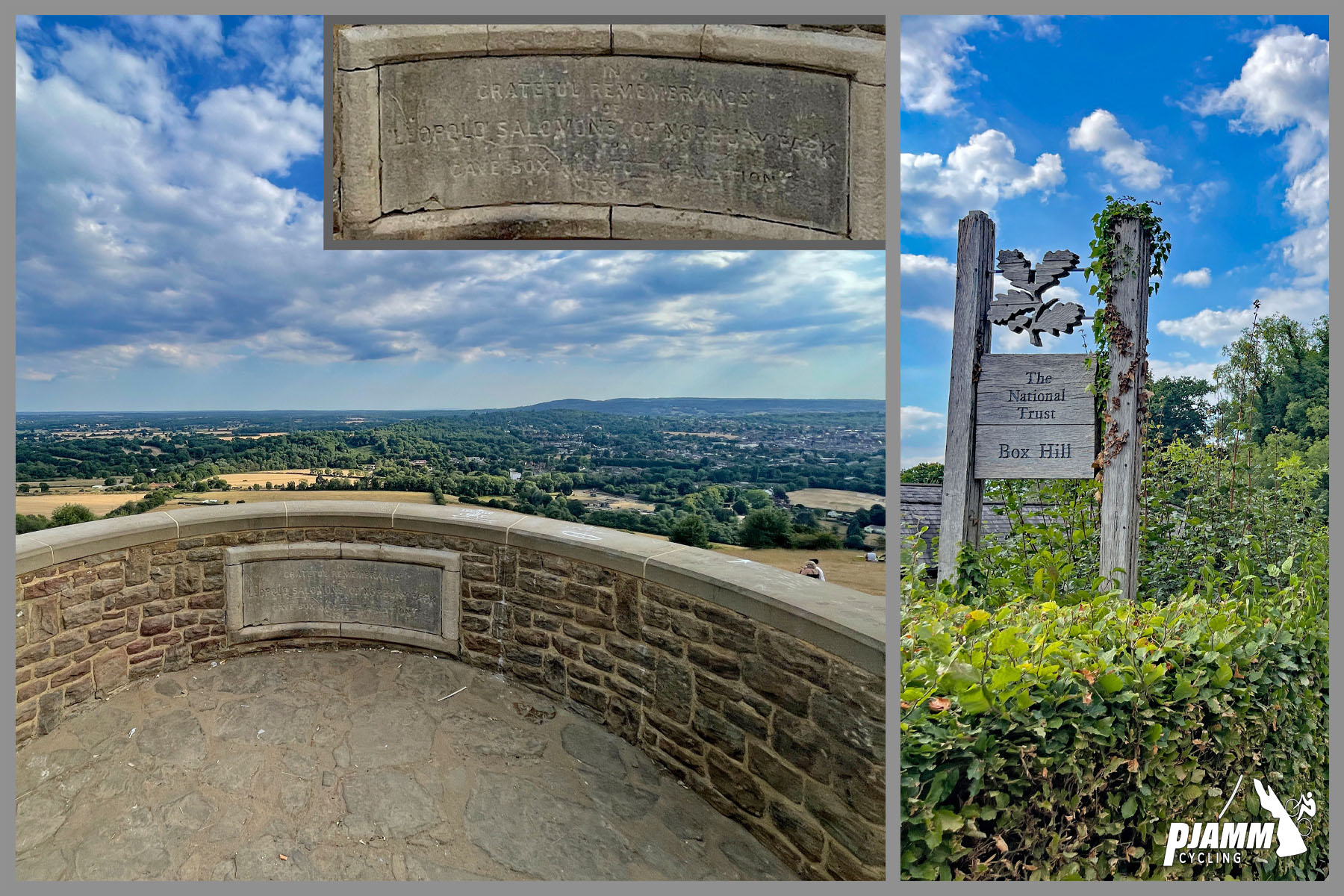stone wall at the Box Hill overlook, sign for National Trust