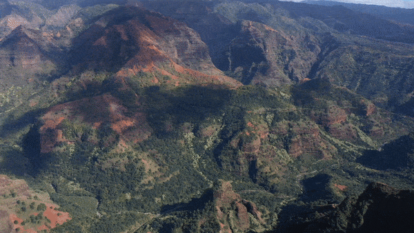 aerial drone video footage of Waimea Canyon