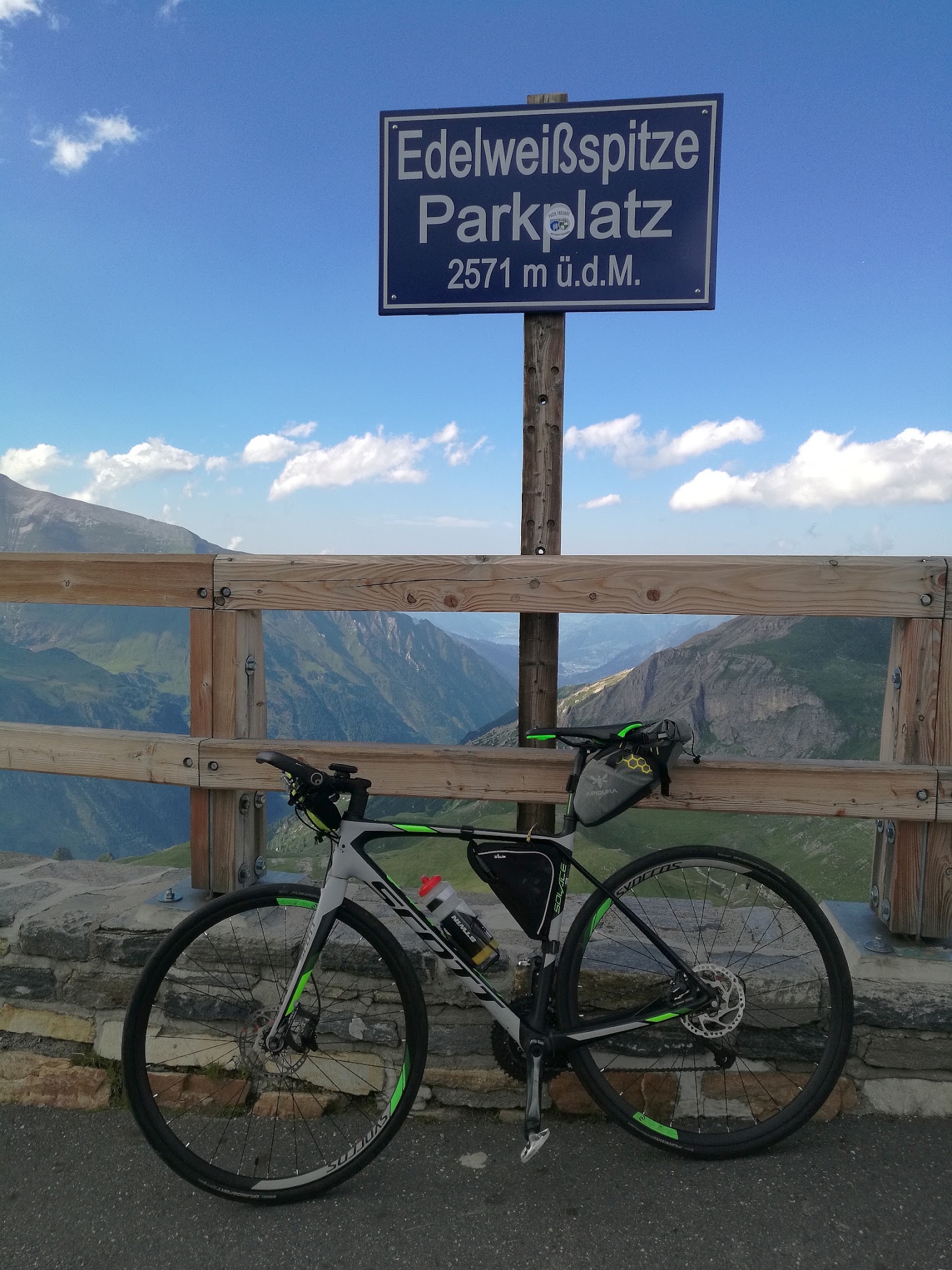 bike parked in front of summit sign