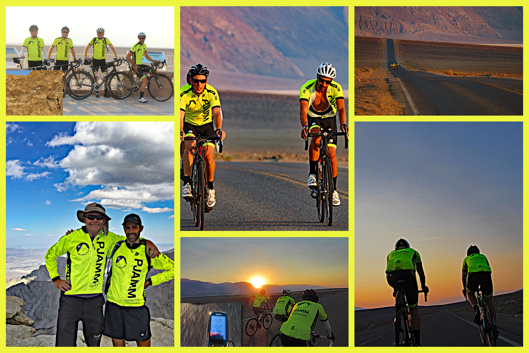 Cyclingt California's most epic bike climbs - 4 cyclists at Badwater
