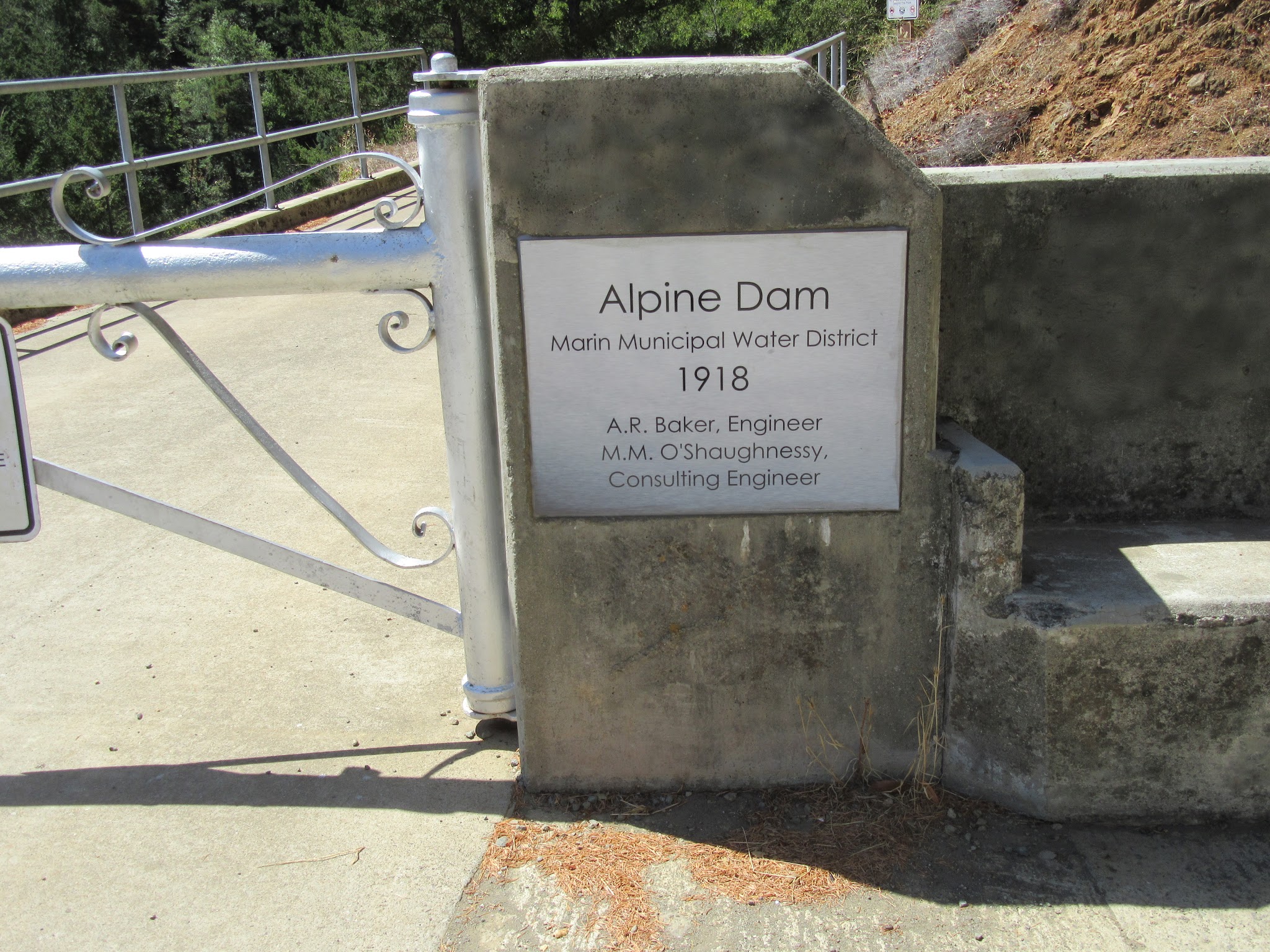 Mt. Tamalpais from Alpine Dam Bike climb Mt. Tamalpais from Alpine Dam - sign at Alpine Dam