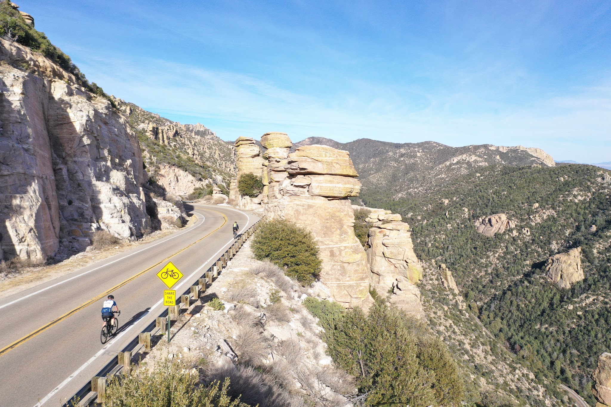 Arizona top bike climbs - Bicycle climb Mt. Lemmon - photo of cyclists near Windy Point.