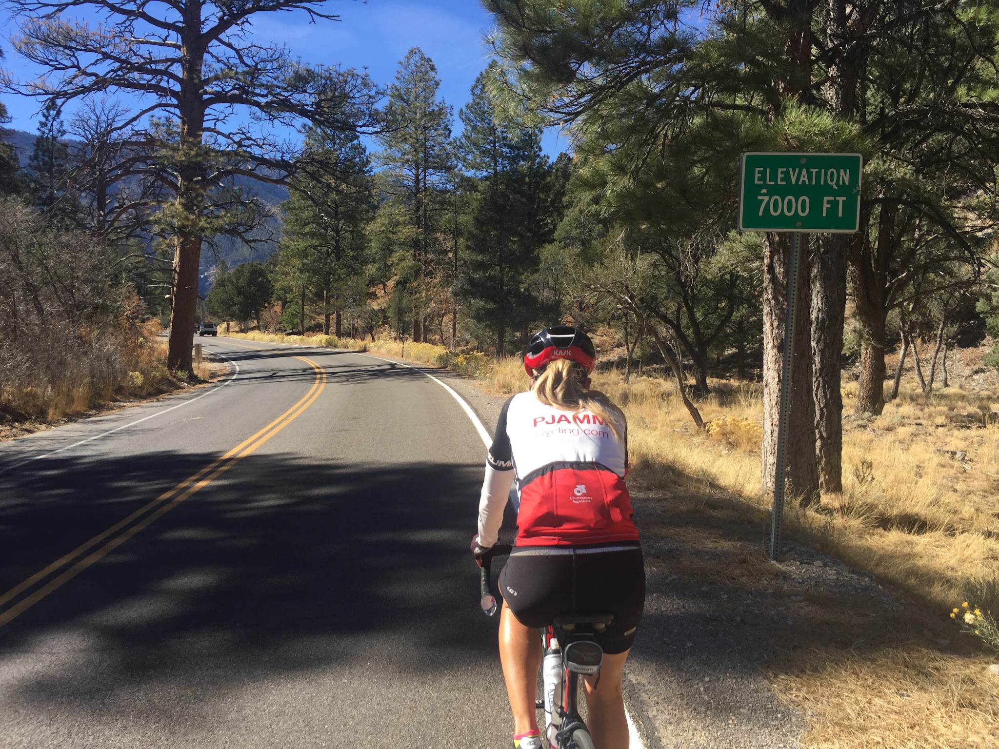 Cycling Kyle Canyon - Hwy 157 to Mt. Charleston - cyclist riding 