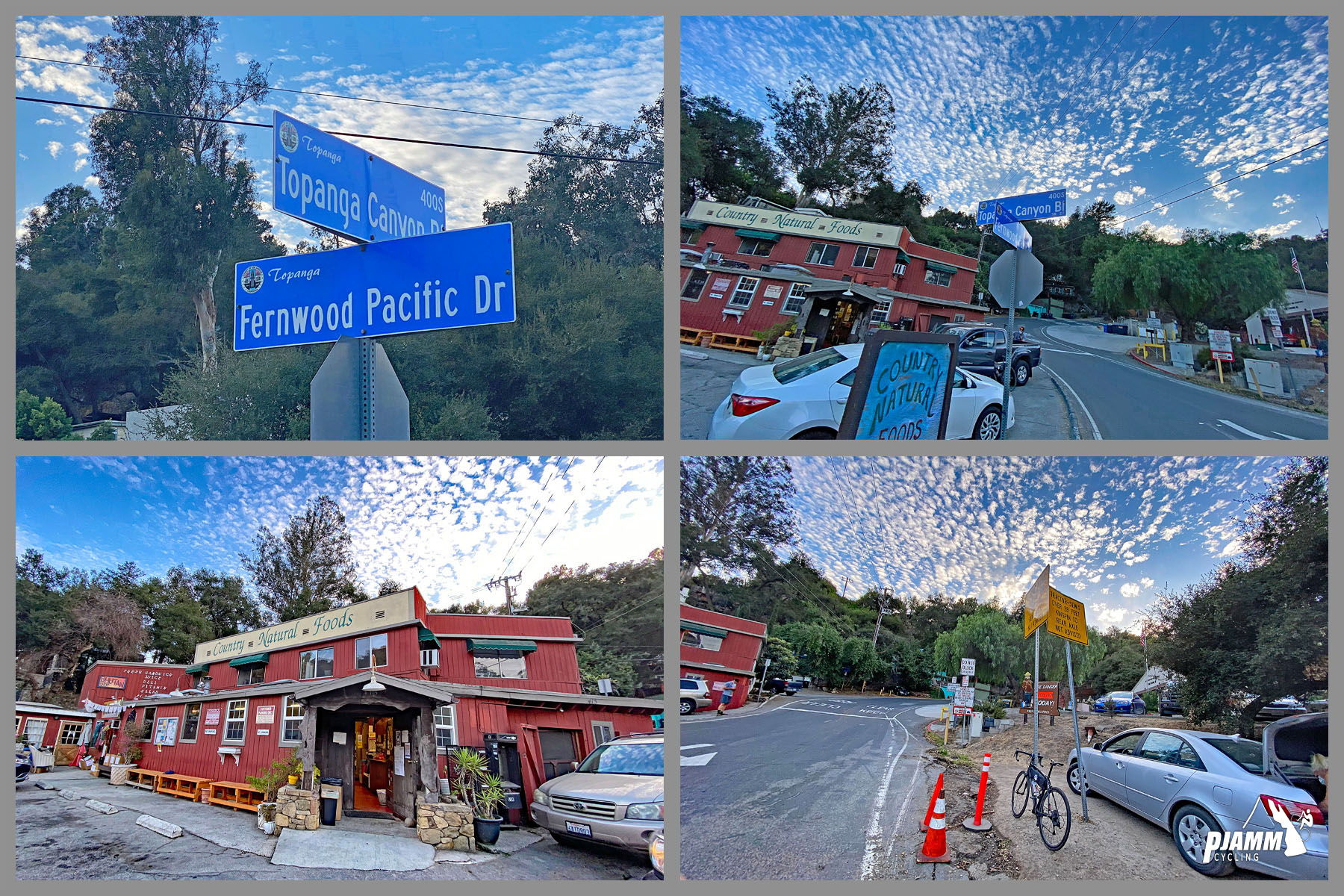 Cycling Topanga Canyon Boulevard to Stunt Road - community of Topanga, intersection of Topanga Canyon Drive and Frenwood Pacific Drive