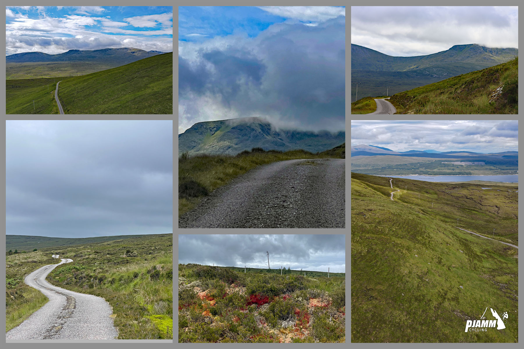 photo collage shows greenery and scenery along the climb in the Scottish Highlands