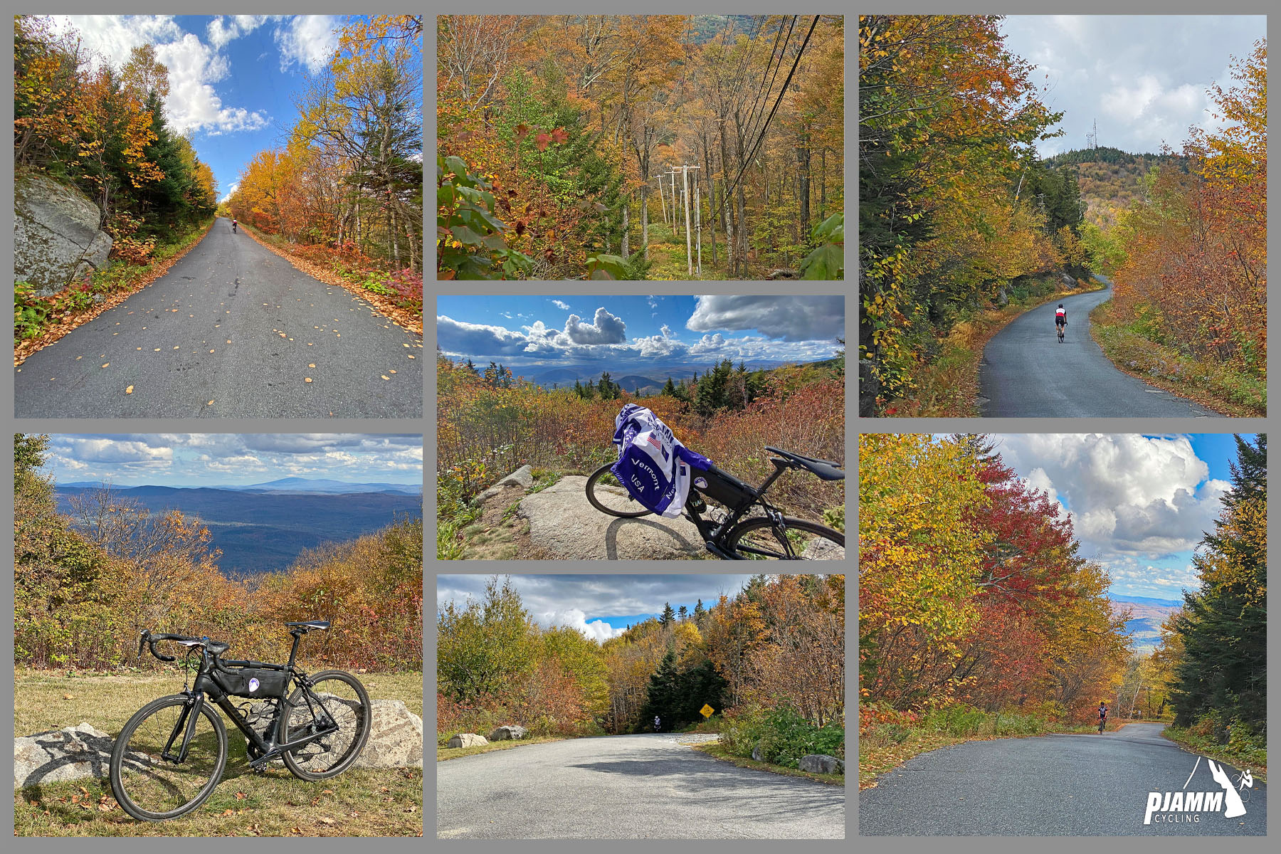 Cycling Mt. Ascutney, Vermont - fall foliage on upper half of the climb
