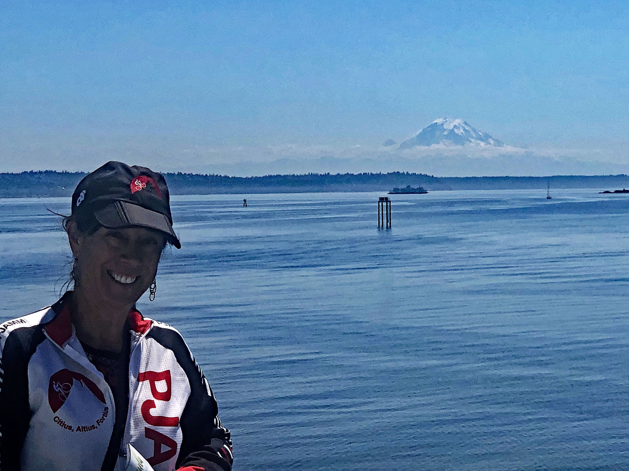 Cycling Hurricane Ridge - Mt. Rainier as seen from the ferry across the bay