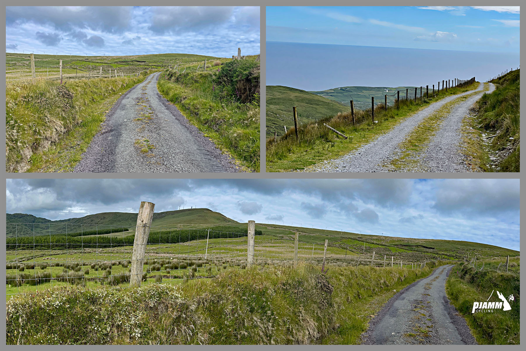 beautiful green pastures, gravel road in rough condition