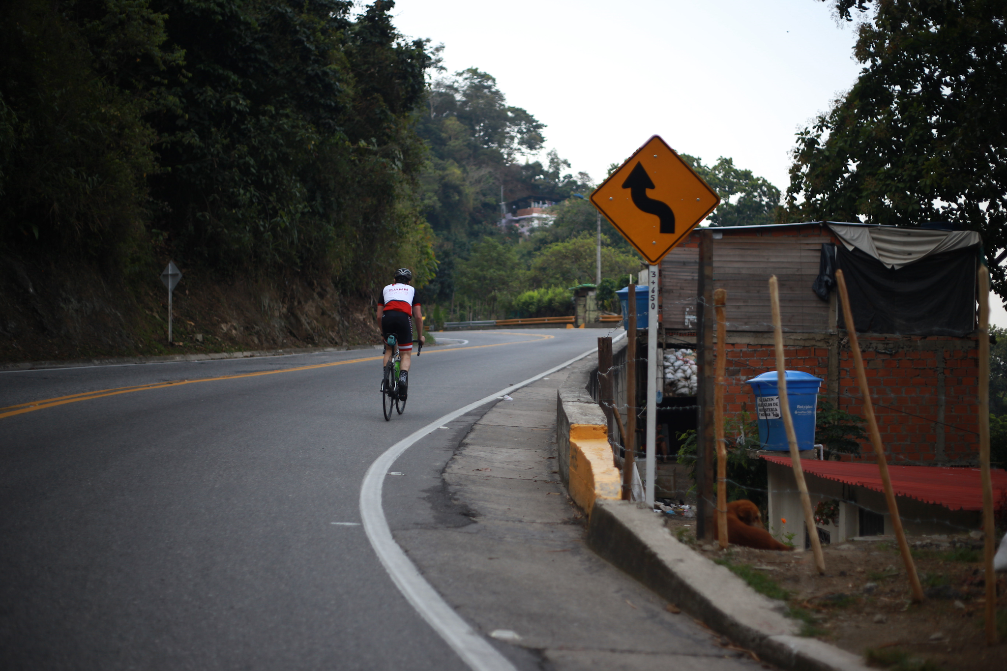 Cycling Picacho - start - cyclists riding up climb - roadway