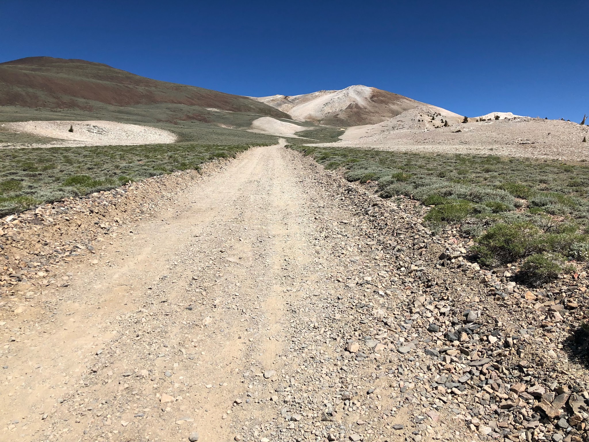 White Mountain Peak from Big Pine, California - one lane dirt and gravel roadway