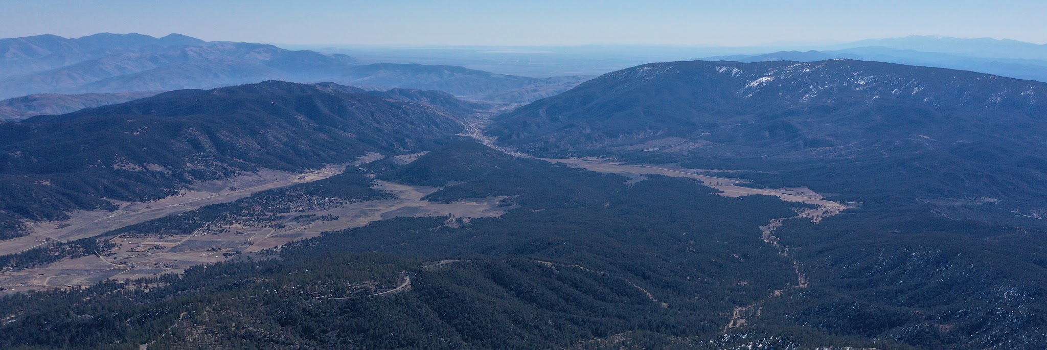 Cycling Mt. Pinos - aerial drone photo of  Mountains, Frazier Mountain Park Road, valley