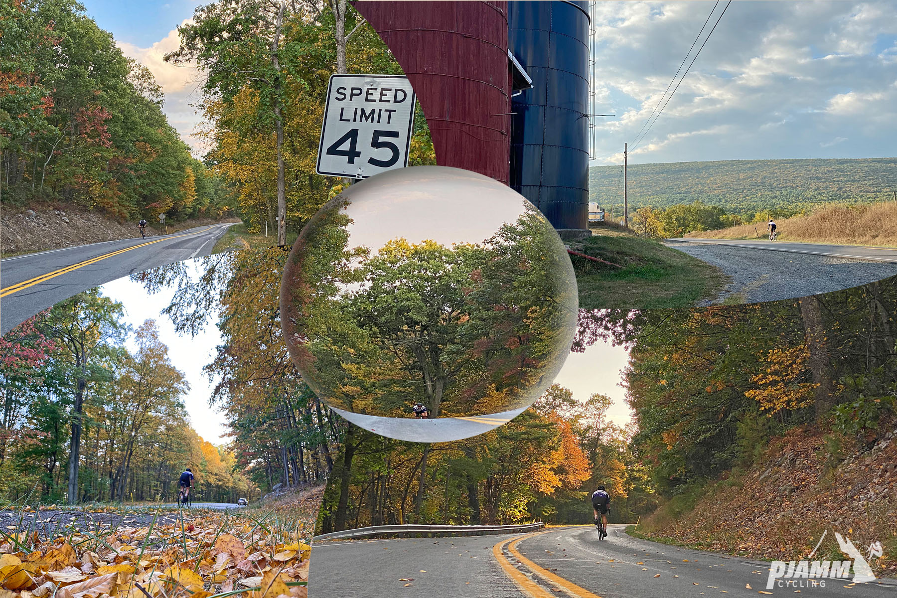 Cycling Route 44 East, Pennsylvania - fall foliage throughout the climb
